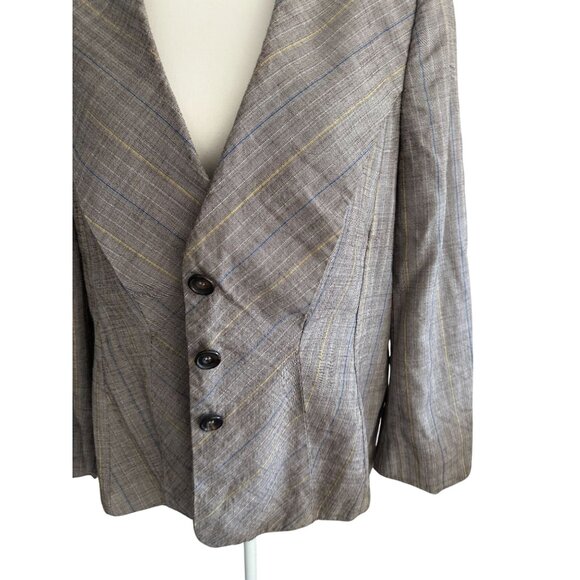ESCADA Vintage Brown Patterned Wide Lapel Blazer Jacket Size 44 - Picture 3 of 9